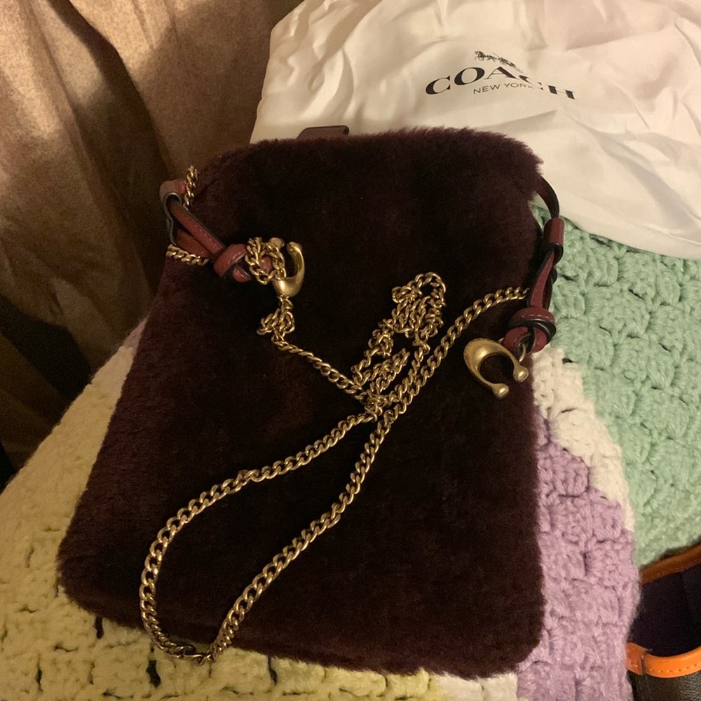 Used Retail Coach Shearling Drawstring Pouch - image 1